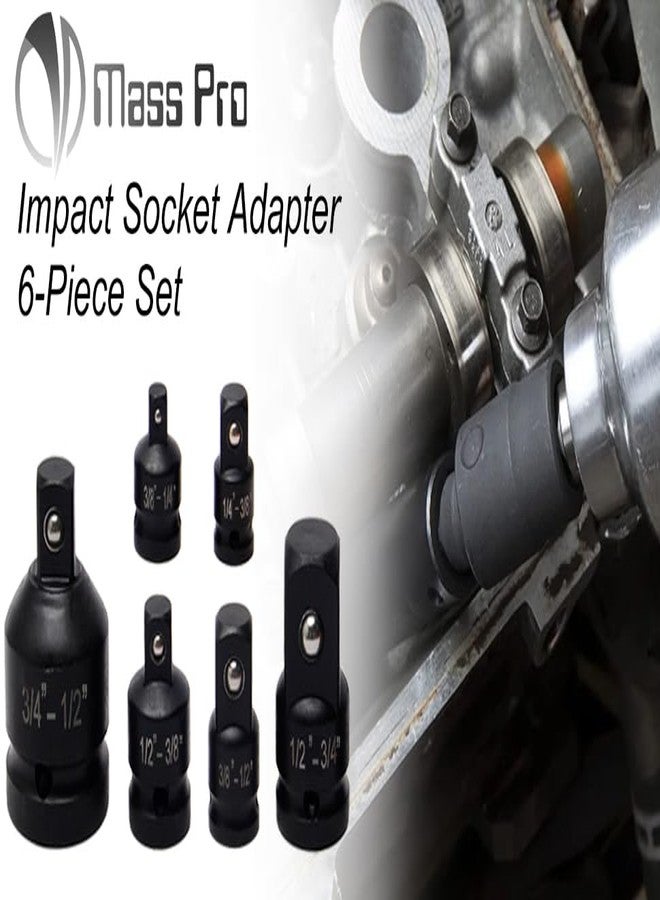 Mass Pro 6Pcs Impact Socket Adapter & Reducer Set 1/4" 3/8" 1/2" 3/4" Socket Wrench Adapter Set - Image 2